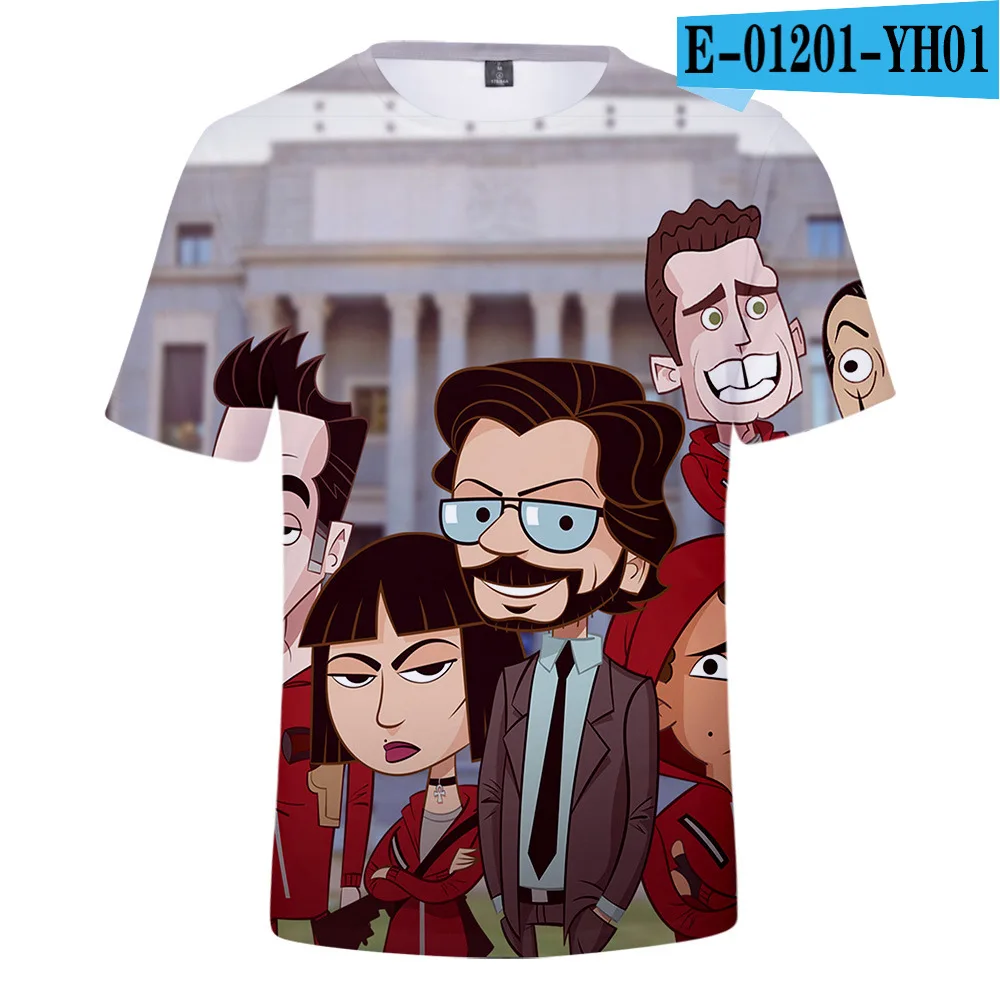 Сериал «La Casa De Papel Heist Money Heist House of paper», топы с 3D принтом, футболка для мальчиков, повседневная хлопковая Футболка для девочек, модная одежда - Цвет: B