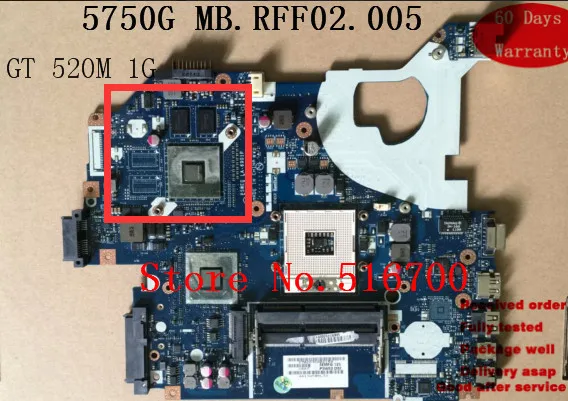 Материнская плата MB.RFF02.005 p5we0 la-6901p для Acer Aspire 5750G 5755G GT 520M 1G MBRFF02005 протестирована ОК