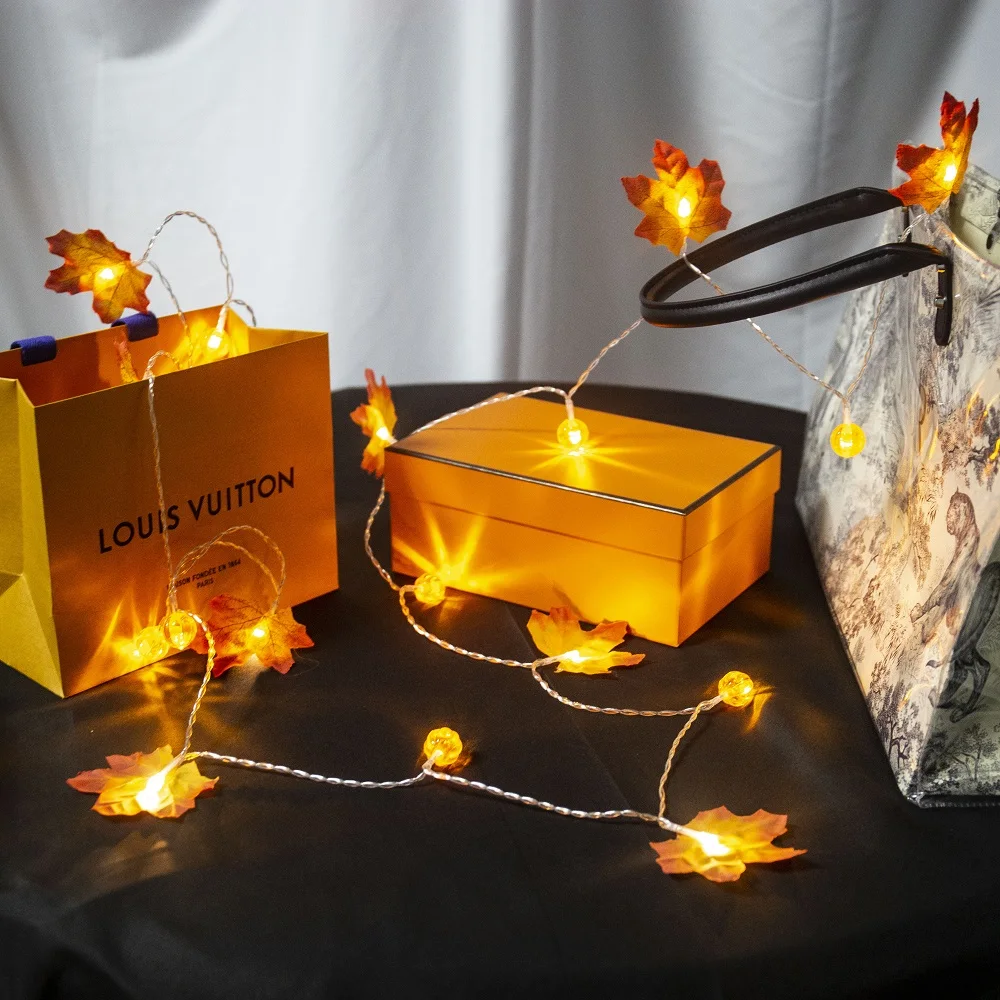 20/30 LED Pumpkin Maple Leaf Garland String Lights Halloween 3D for Thanksgiving Fall Decoration Light | Освещение