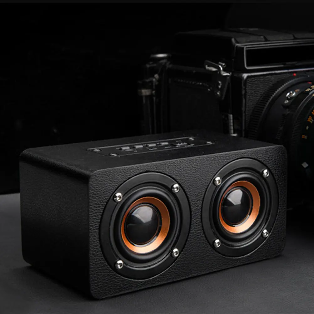 M5 портативный Bluetooth открытый динамик двойной звуковой ящик бас беспроводной стерео деревянный FM радио