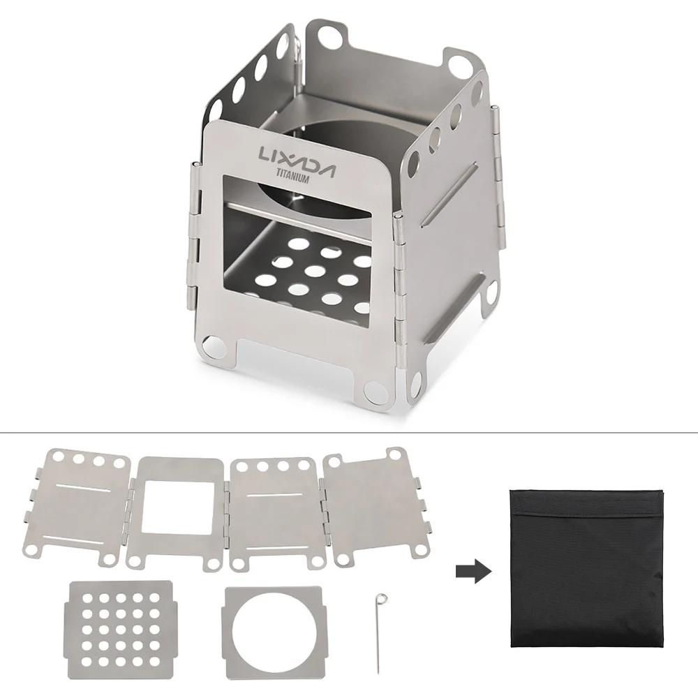 Портативная титана Легкая Складная дровяная плита карманная плита с мини-спиртовой плитой для наружного кемпинга альпинизма пикника