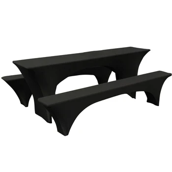 

3pcs Table Cover Set Fade Resistant Outdoor Reusable Camping Elastic Fabric BBQ Patio Fitted Tablecloth Dining Park Picnic