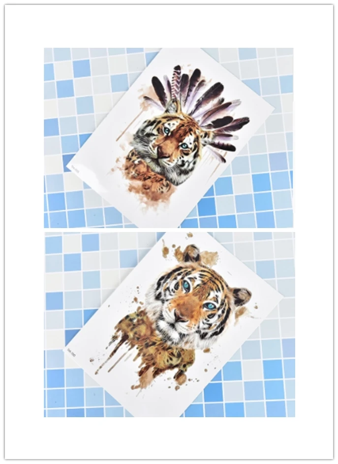 Animal Fashion Women Hot Design Sticker Tiger Temporary Tattoo Sticker for Waterproof Men Fake Body Art