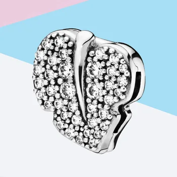 

925 Sterling Silver Charm Beads Reflexions Sparkling Leaf Clip Charm Bead Fit Pan Charm Bracelets for Women Jewelry