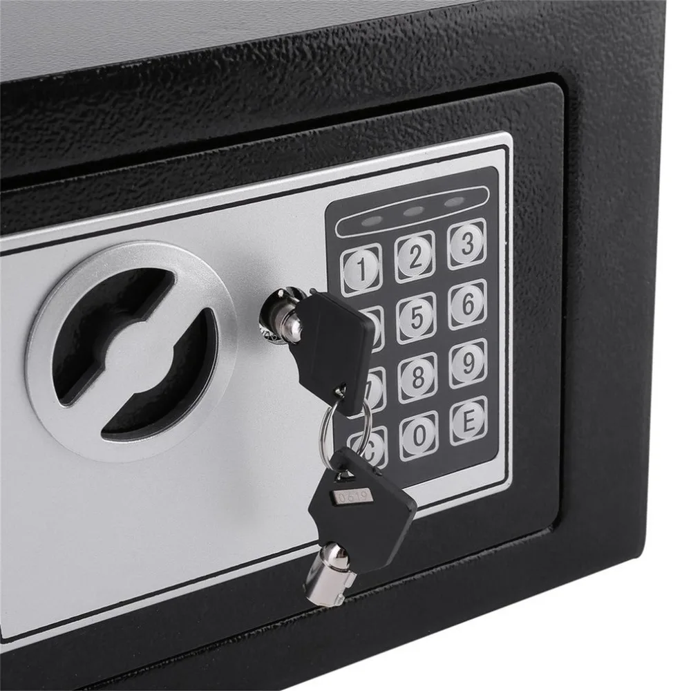 4.6L Solid Steel Electronic Safe Box With Digital Keypad Lock Strongbox Mini Lockable Money Cash Jewelry Storage Box Steel Safe