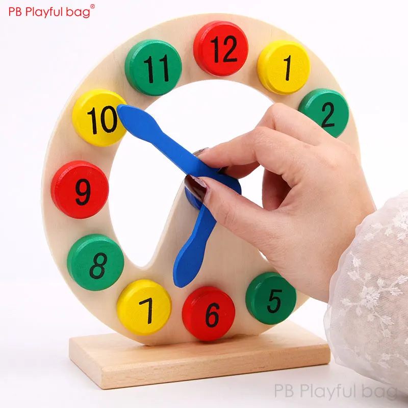

Playful bag Wood clock toy for kids Wooden color digital clock Early education toys Smooth without burr Good quality AB51
