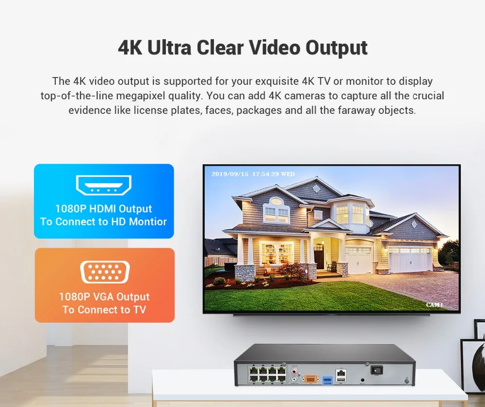 ANNKE 8CH 2MP со сверхвысоким разрешением Ultra HD, POE сетевой видеорегистратор безопасности Системы 8MP H.265 NVR с 4X2 Мп возможностью погружения на глубину до 30 м Ночное видение всепогодный IP CCTV Камера