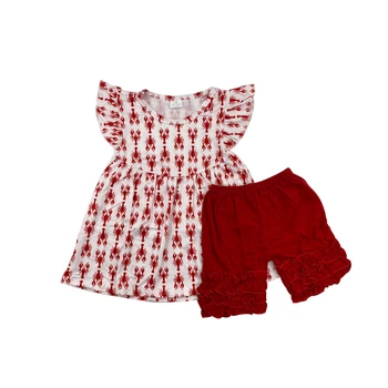 

Best selling boutique crayfish girls suit high quality kids suit high quality shorts suit