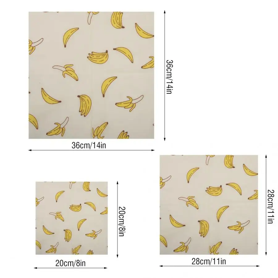 

3 Pcs Reusable Waste Food Wrap Beeswax Wrap Sustainable Free Beeswax Food Storage Cloth Eco-Friendly Snack Wrap Kitchen Tools