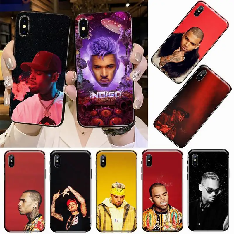 

chris brown America singer Silicone Black Phone Case For iphone 5 5s 5c se 6 6s 7 8 plus x xs xr 11 pro max