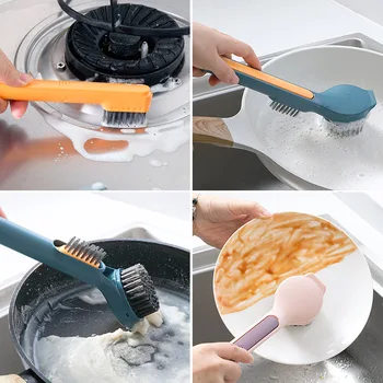 

3 in 1 Plate Washing Brush Scrubber Multifunctional pp Kitchen Dish Pot Washing Sponge Cup brush shovel Lazy Cleaner Household