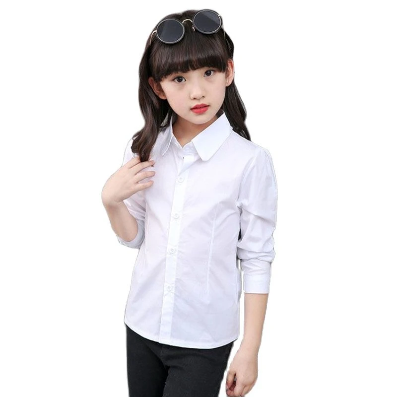 Camisa de manga larga para niñas, Tops de algodón para bebés, primavera y otoño, ropa blanca para niñas, blusa Formal|Blusas y camisas| - AliExpress
