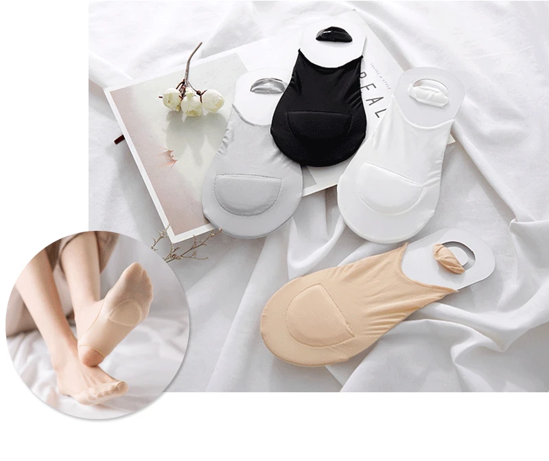 5 пар носков-лодок женский ледяной Шелковый набор подвязок супер Мелкий рот не может упасть с невидимыми носками нескользящие носки женские носки