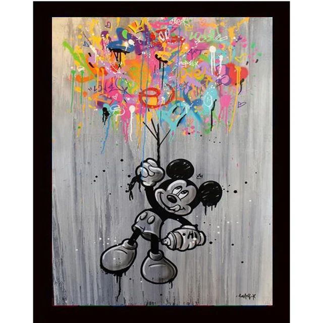 Mickey Mouse Graffiti and Disney Cartoon Art Printed on Canvas 10