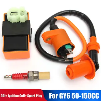 

Vehemo Durable Ignition Box Coil Set 1pc Racing CDI + A7TC GY6 Spark Plug + Ignition Coil for 150/125/50CC 139QMB 152QMI 157QMJ