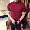 7 Colors Half High Collar Men T-shirt New 2024 Spring Short Sleeve  Solid Color Sweater Pullover T Shirt Slim Knitted Tees Top 4