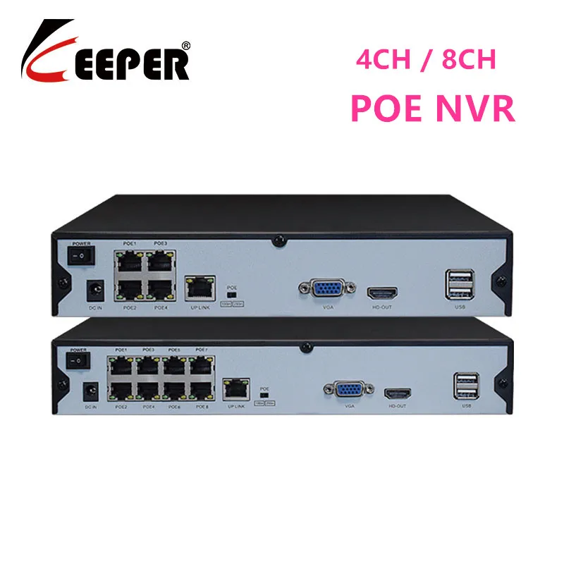 

Keeper H.265 4CH /8CH NVR POE 1080P 2MP Surveillance CCTV NVR 48V PoE For H.265 IP Camera P2P ONVIF 2MP Network Video Recorder