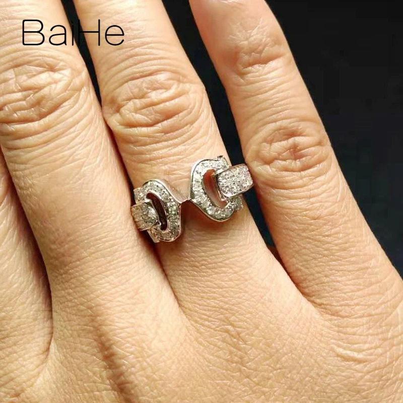 BAIHE Твердое 14 к белое золото(AU585) 0.5CT сертифицировано H/SI круглой огранки из натурального бриллианта свадебные женские модные ювелирные изделия кольцо