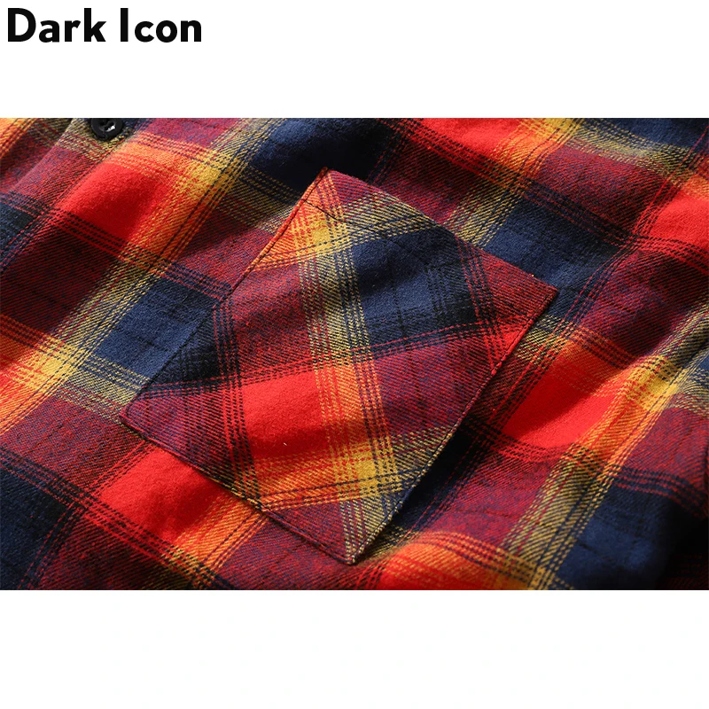 Kopen Dark Icoon Turn Down Kraag Flanel Plaid Sihrt Mannen Mode Hip Hop Shirt 2019 Zomer Straat Lange Mouwen Shirts streetwear