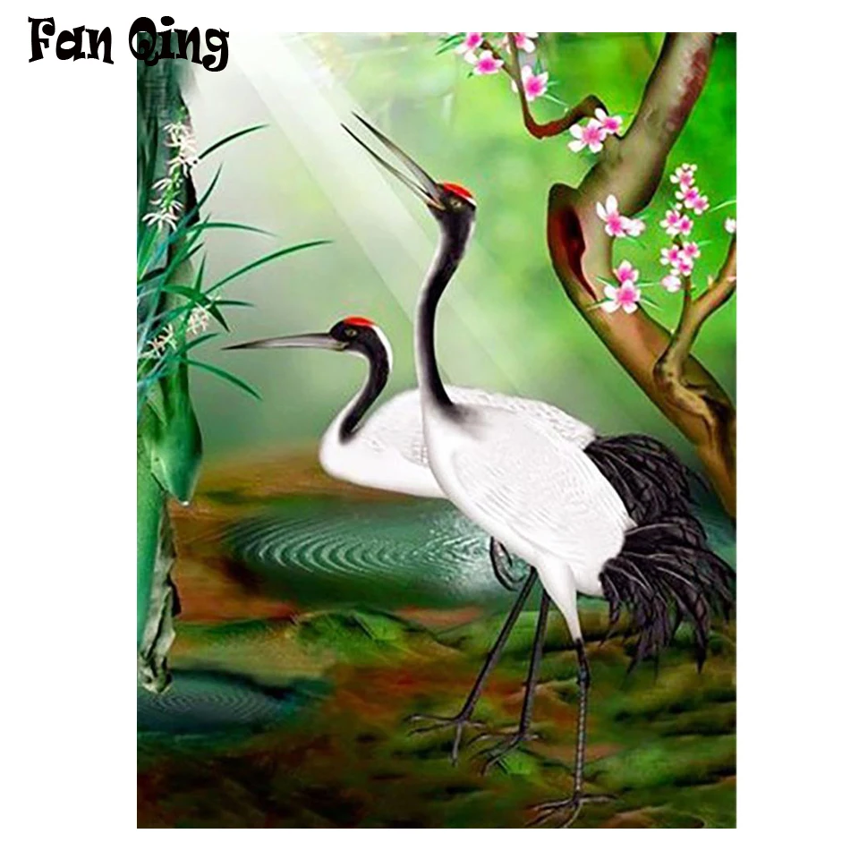 diamond Painting Red-crowned Crane Diamond Embroidery Picture Rhinestones Mosaic Round square Cross Stitch Art Home Decor | Дом и сад