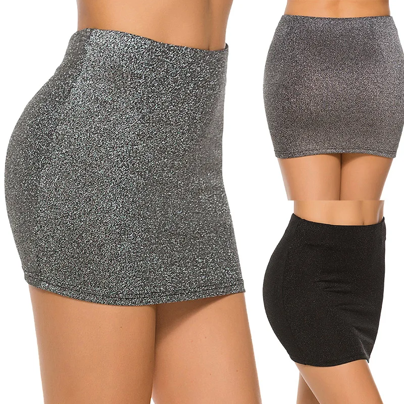 Korean Style Black Silver Elastic Waist Super Mini Skirt Sexy Women High Waist Short Skirt Office Party Pencil Skirts Korean Style Black Silver Elastic Waist Super Mini Skirt Sexy Women High Waist Short Skirt Office Party Pencil Skirts