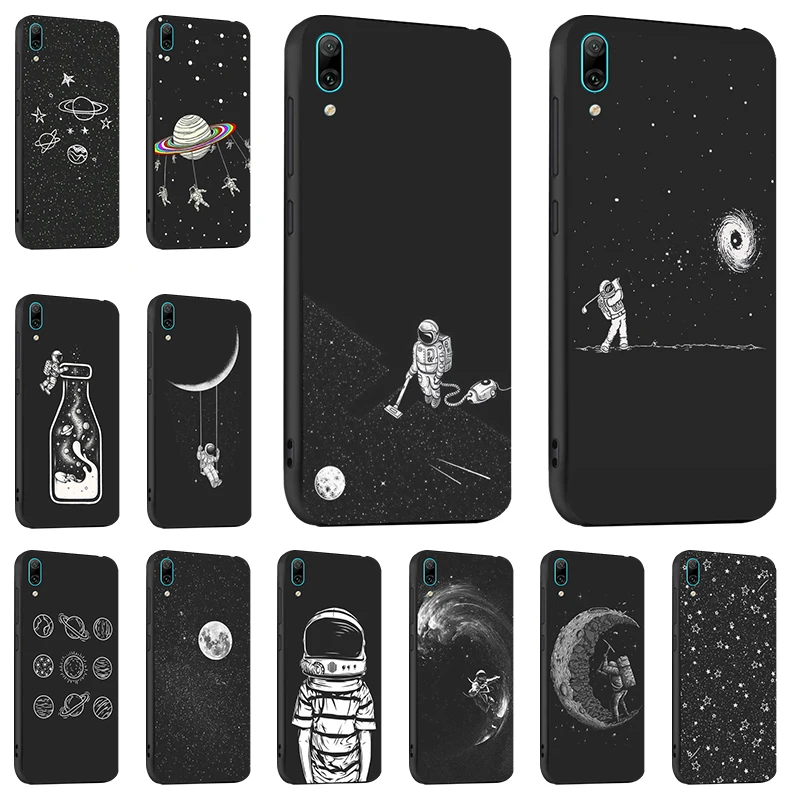 

Silicon Case For Huawei Y6 2019 Cases Black Painted Anti-knock Cover For Huawei Y6 Pro 2019 Honor Play 8A Back Covers