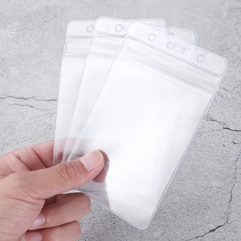 10Pcs PVC Plastic Badge Holder Wallet ID Card Holder Clip for Offices School Exhibition Bank Card Badg Holders Stationery Supply card holder id card holder