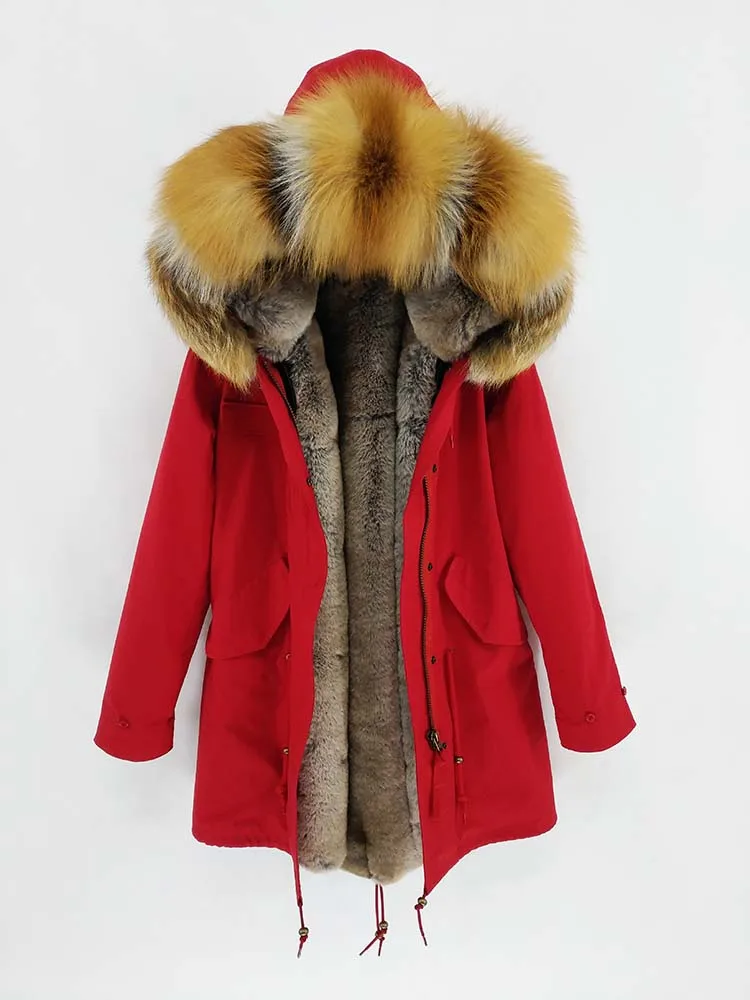 Отстегивающееся пальто с подкладкой из искусственного кроличьего меха с настоящим и натуральным воротником из меха енота, модная теплая куртка с капюшоном, S-7X, новая Мужская парка - Цвет: 5