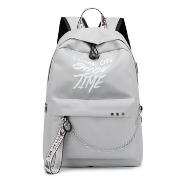 

New Luminous USB Charge Women Backpack Fashion Letters Print School Bag Teenager Girls Ribbons Backpack Mochila Sac A Dos