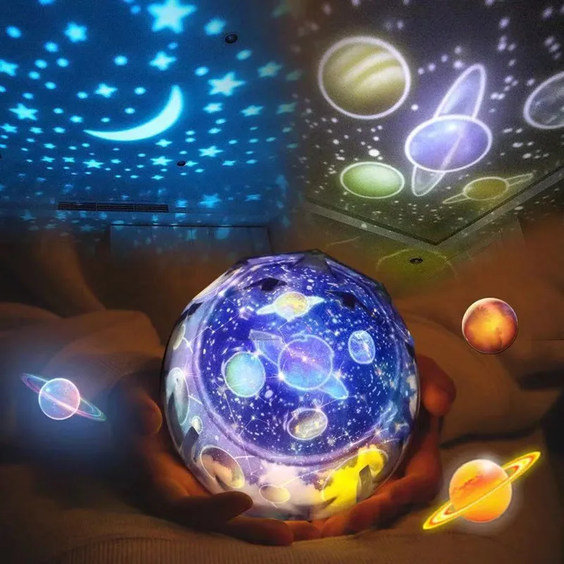 Светодиодный ночной Светильник звездное небо Magic Star Moon планета Ночь Лампа для проектора Luminaria красочные поворота мигает на детей, с рисунками звездочек, Детская подарок для ребенка