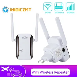 Inioiczmt wi fi sem fio repetidor roteador 2.4g 300mbps amplificador de sinal de rede wr229 iiee802.11 b/g/n 2 antena wifi impulsionador casa