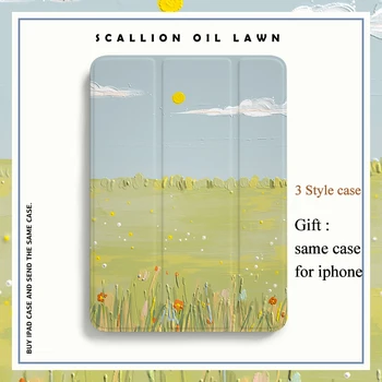 

Oil Paint Smart Cover For iPad Pro 9.7 6th 7th 11 air 4 10.9 10.5 12.9 10.2 Mini4 5 2019 2020 Tablet Case with/no pencil holder