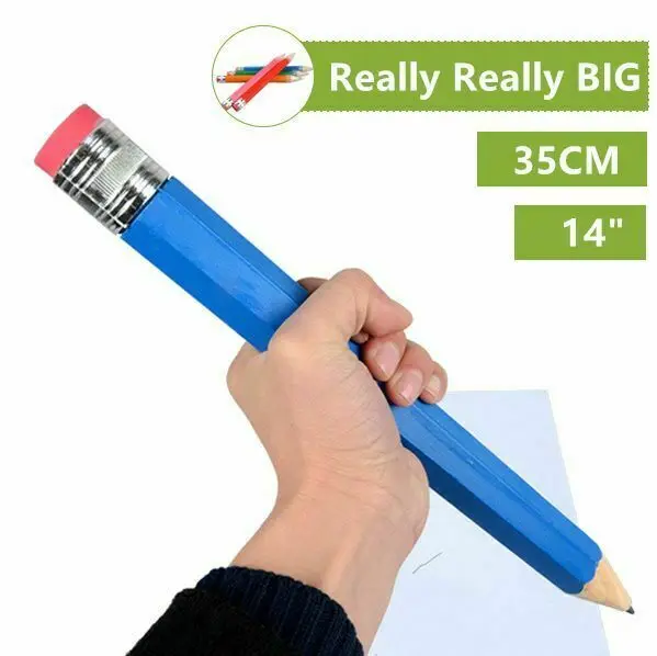 

Color Optional 14" Inch Real Giant Wooden Pencil Gag Gift Novelty School Supply Actually Writes Big Pencil Kids Gift