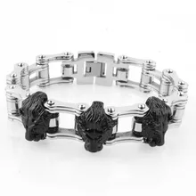 Модные Серебристые черные браслеты в виде велосипедной цепи для мужчин 316 мотоциклетная шарнирная цепь из нержавеющей стали браслеты