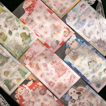 

4 Pcs/bag cartoon animals gilding mini paper sticker decoration stickers DIY diary scrapbooking planner label sticker
