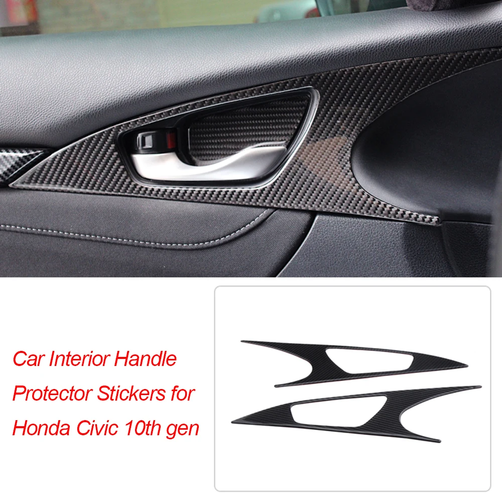 Carbon Fiber Style Interior Door Handle Trim Smooth Door Handle Cover Interior Door Handle Trim Door Handle Sticker for Car Accessory for Car 