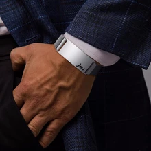 I.D. Сетчатый растягивающийся браслет из нержавеющей стали для мужчин унисекс растягивающийся персонализированный ID тег простой классический магнитный браслет