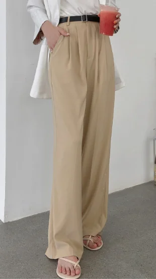 

1 piece Women High Waist Causal Loose Wide Leg Pants Female 2022 Autumn Korean Fashion Elegant Tide