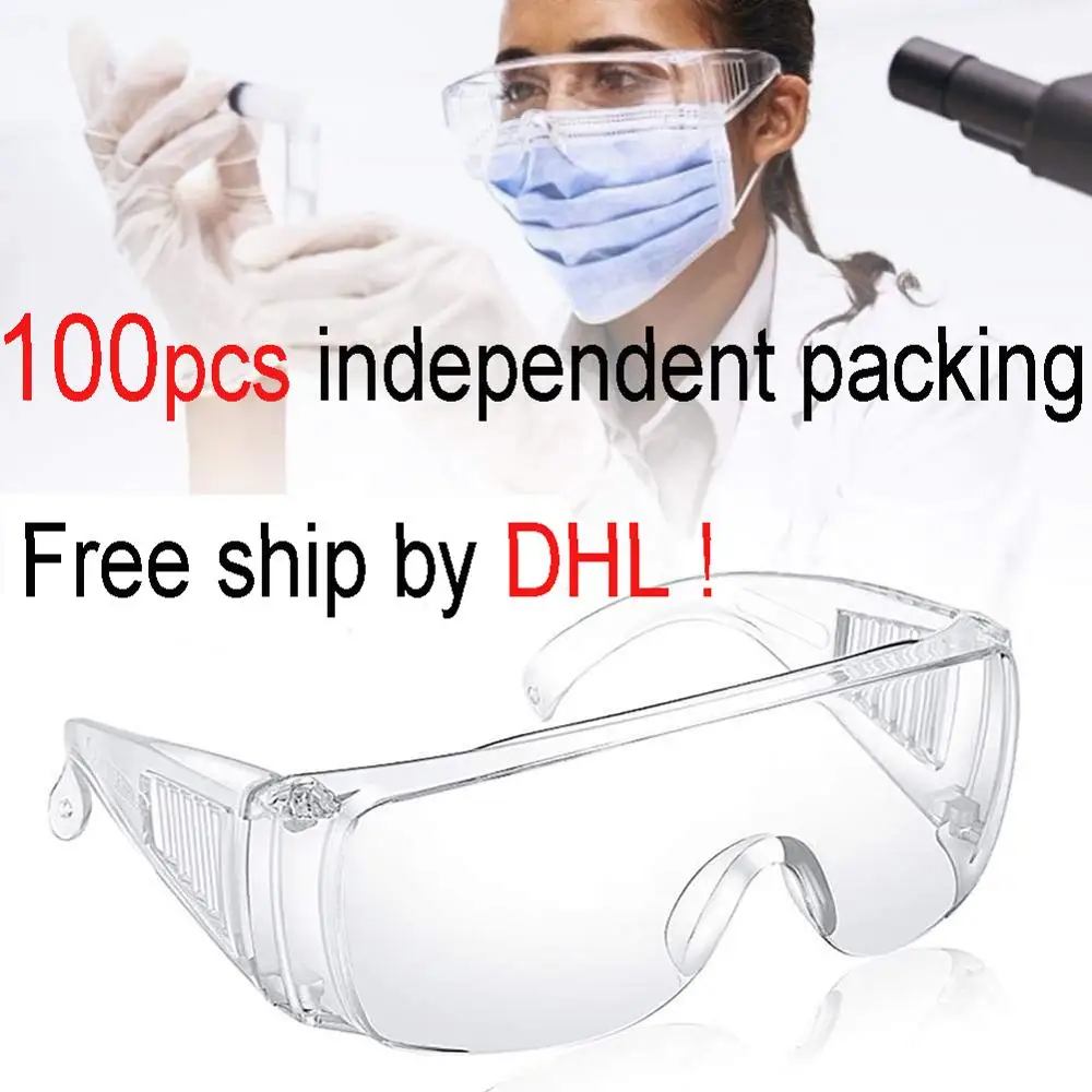 100 шт. защитные очки из поликарбоната защита глаз от ветра пыли устойчивые