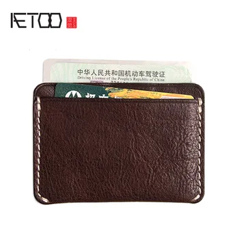 

AETOO Implanted leather wallet, male retro long wallet, fashion ticket clip anti-theft wallet