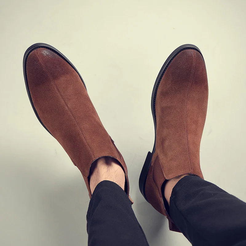 

Men Shoes Spring Winter Italian Style Cow Leather Dress Ankle Boots Fashion Wedding Work Boots High Quality Chelsea Boot