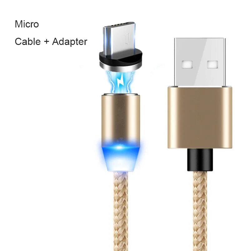 Магнитное зарядное устройство Micro USB C кабель для iPhone samsung Android зарядный Магнит usb type-C кабель провод кабель для мобильного телефона - Цвет: gold micro