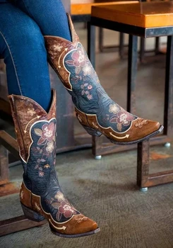 

Women Vintage Medieval Boots Retro Cosplay High Martin Boots Square Heel Pu Leather Women Retro Slip On Pointed Toe Boots TW207