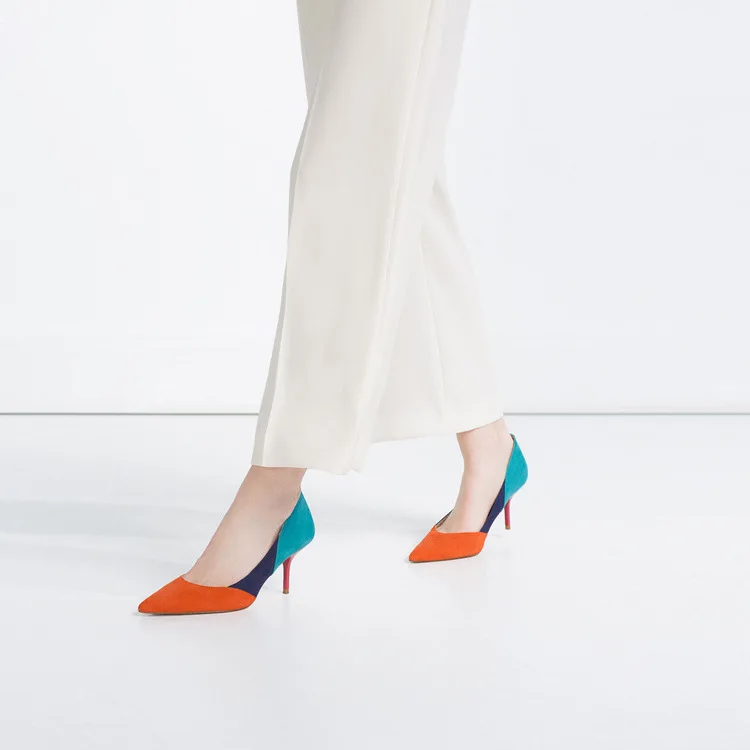 

High-Heel Thin Heeled Pointed Shallow Mouth Mixed Colors Business WOMEN'S Shoes-