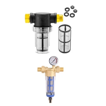 

2 Pcs Filter: 1 Pcs Sediment Filter Garden Hose Inlet Pressure Washer & 1 Pcs 1 Inch Copper Backwash Water Pre Filter