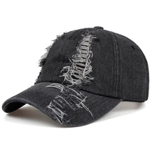Повседневная модная Потертая джинсовая бейсболка Мужская джинсовая кепка открытый козырек для отдыха шляпа трендовая бейсболка с дырками хип-хоп Спортивная Кепка