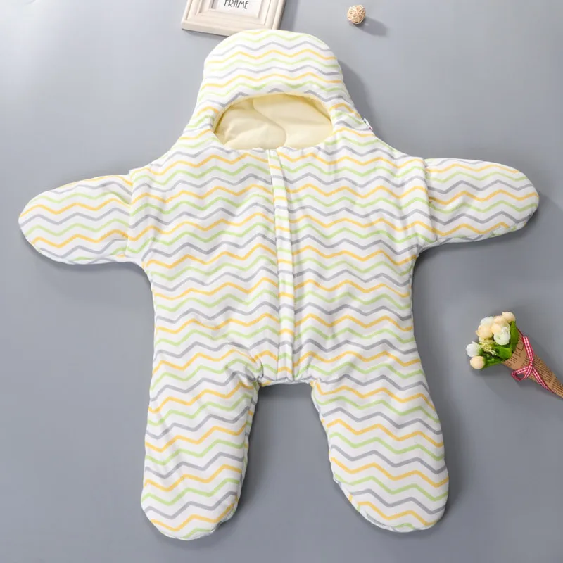Cute Baby Star Sleeping Bag Autumn and Winter Thick Section Cotton Newborn Split-legged with Feet | Мать и ребенок