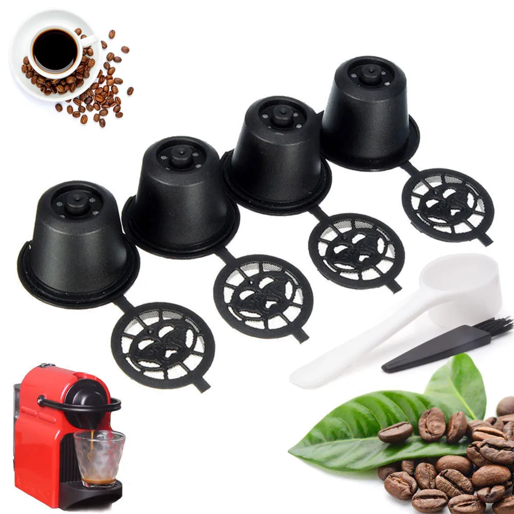 4x Refillable Reusable Coffee Capsules Pods For Nespresso Machines