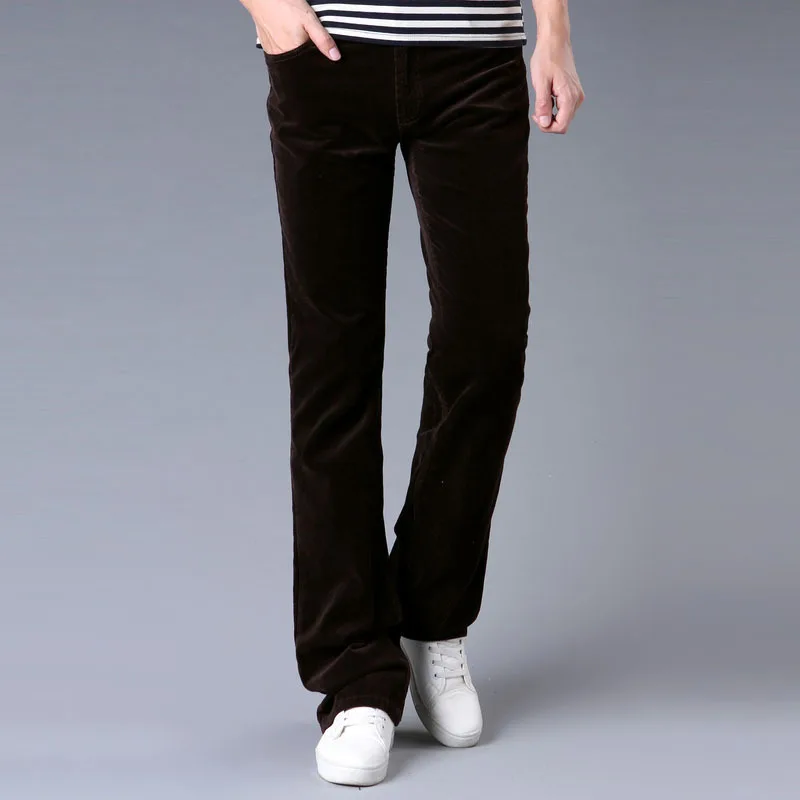 ZYYong New Corduroy pants Mens Business Casual Slim Bootcut Flared for Men Boot Cut Flare White Red Black Long Trousers