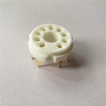 

5pcs ceramic tube socket GZC9-Y-2-G 9 pin gold plated electronic tube socket outlet for EL504 EL519 tube amplifier
